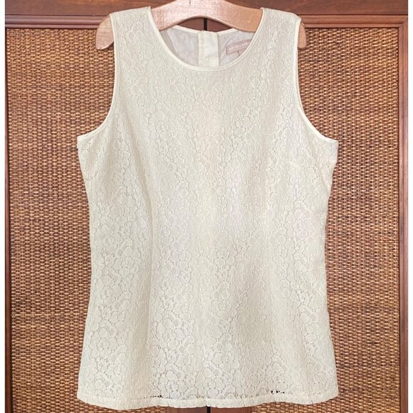 size 10 cream/ivory lined lace tank top cami zip back Banana Republic - Picture 3 of 9